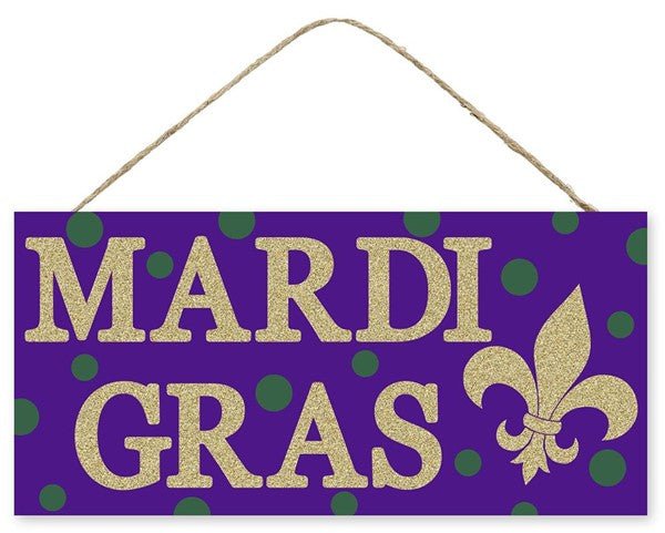 12.5"H x 6"L Mardi Gras Sign - AP8846 - White Bayou Wreaths & Supply