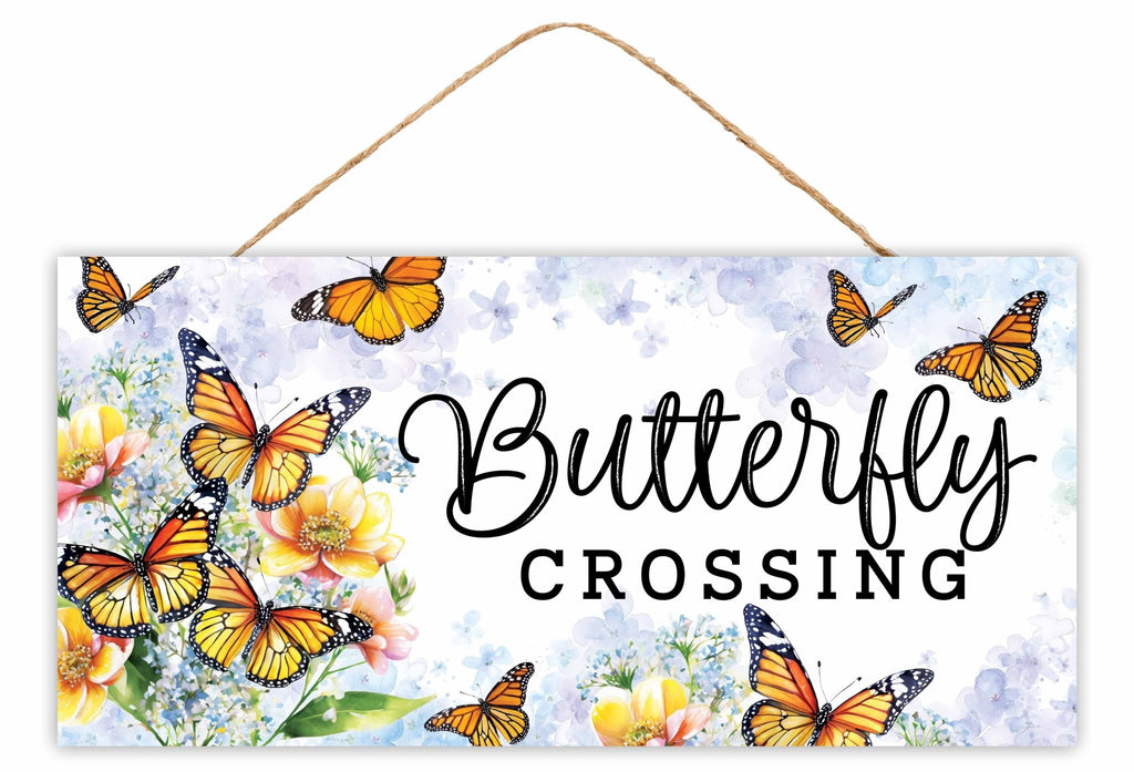 12.5"L Butterfly Crossing Sign - AP7392 - White Bayou Wreaths & Supply