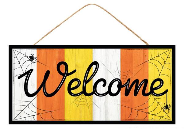 12.5"L Candy Corn Welcome Sign - AP7347 - White Bayou Wreaths & Supply
