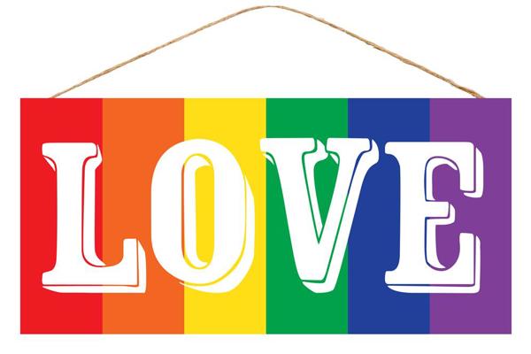 12.5"L Love w/Rainbow Sign - AP8373 - White Bayou Wreaths & Supply