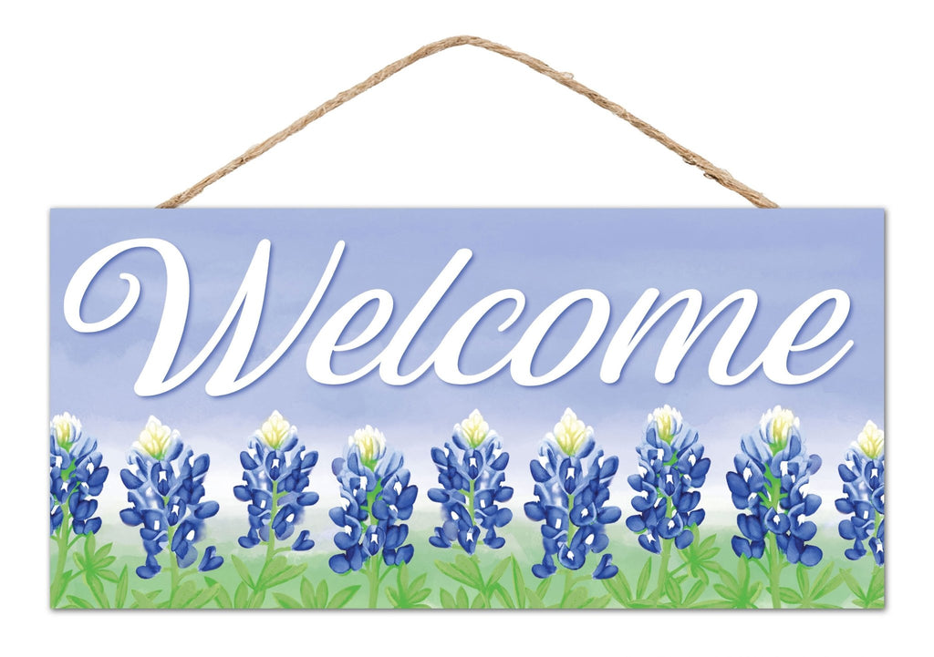 12.5"L Welcome Bluebonnets Sign - AP739303 - White Bayou Wreaths & Supply