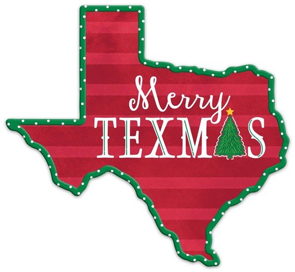 12.5"L x 11.5"H Metal Merry Texmas Texas Sign - MD0818 - White Bayou Wreaths & Supply