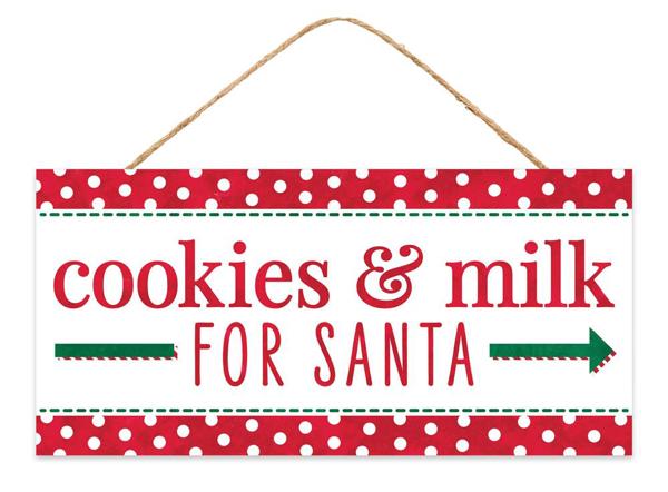 12.5"L x 6"H Cookies & Milk For Santa Sign - AP7025 - White Bayou Wreaths & Supply