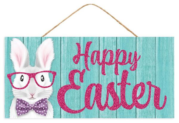 12.5"L x 6"H Happy Easter Bunny Sign - AP7847 - White Bayou Wreaths & Supply