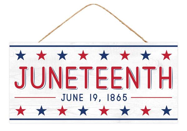 12.5"L x 6"H Juneteenth Sign: Red, White & Blue - AP7133 - White Bayou Wreaths & Supply
