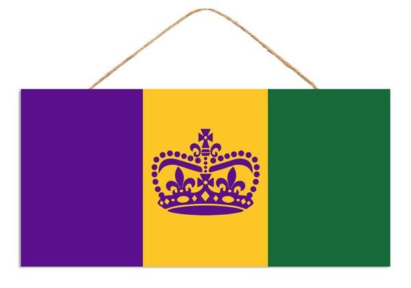 12.5"L x 6"H Mardi Gras Flag Sign - AP7275 - White Bayou Wreaths & Supply