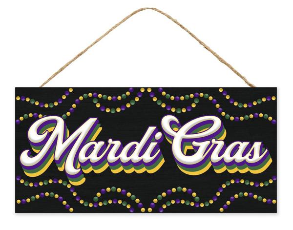 12.5"L x 6"H Retro Mardi Gras Sign - AP7276 - White Bayou Wreaths & Supply