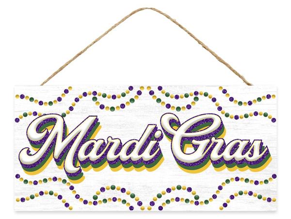 12.5"L x 6"H Retro Mardi Gras Sign - AP7846 - White Bayou Wreaths & Supply