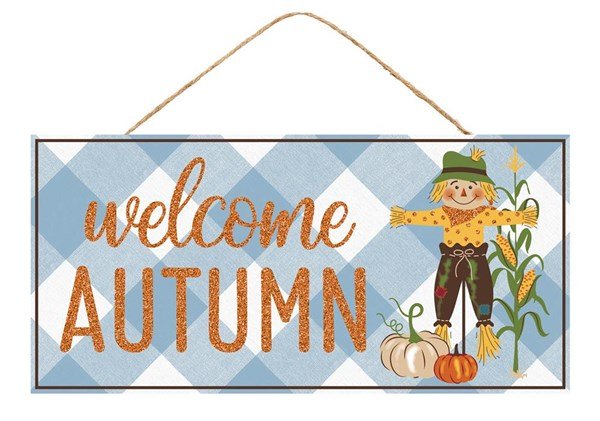 12.5"L X 6"H Welcome Autumn Sign - AP8927 - White Bayou Wreaths & Supply