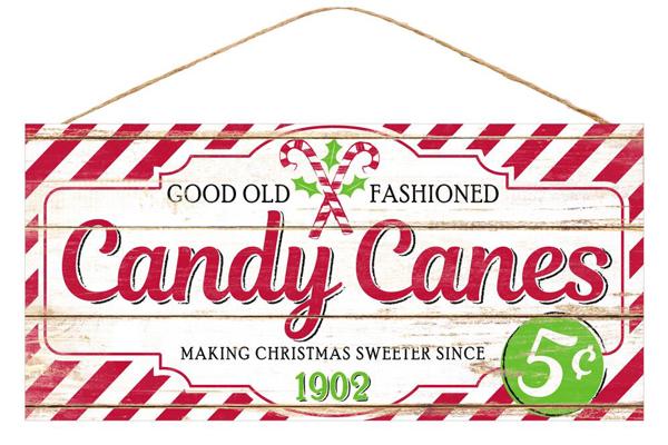 12.5"L x 6"W Candy Canes Sign - AP8171 - White Bayou Wreaths & Supply