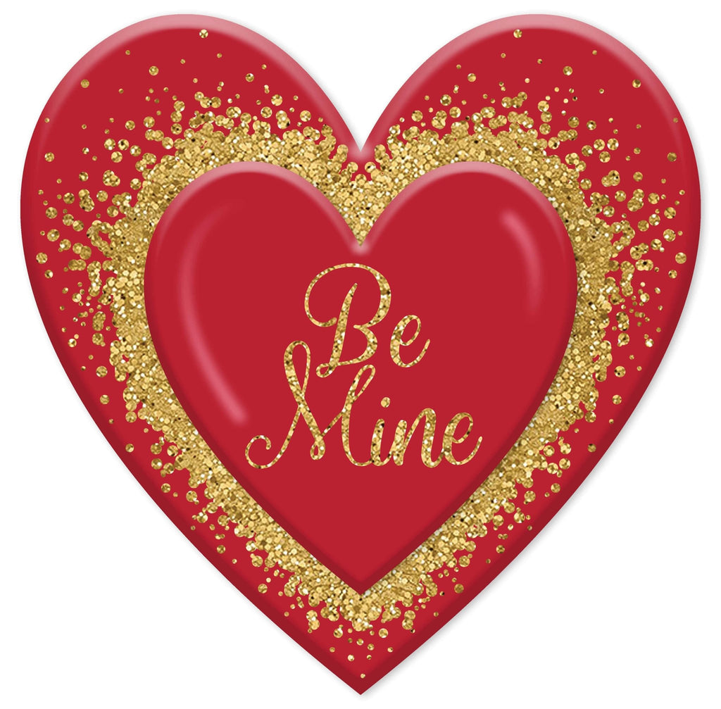 12"H Metal Embossed Be Mine Heart Sign - MD1508C7 - White Bayou Wreaths & Supply