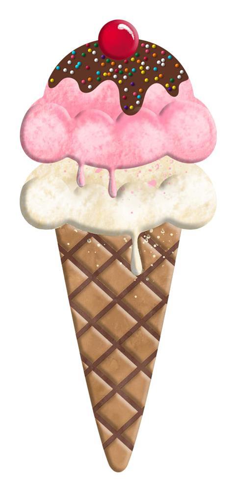 12"H Metal / Embossed Ice Cream Cone: Pink, Cream, Brown, Tan - MD0675 - White Bayou Wreaths & Supply