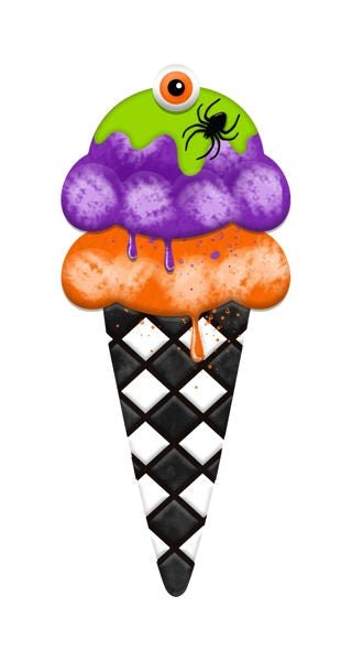 12"H Metal Halloween Ice Cream Cone Sign - MD1373 - White Bayou Wreaths & Supply