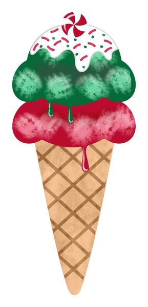 12"H Metal Holiday Ice Cream Cone Sign - MD137496 - White Bayou Wreaths & Supply