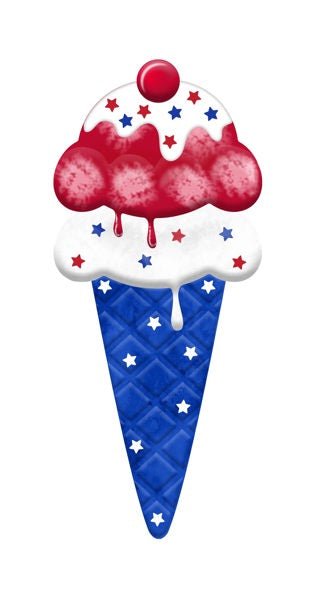 12"H Metal Patriotic Ice Cream Cone - MD1374C5 - White Bayou Wreaths & Supply