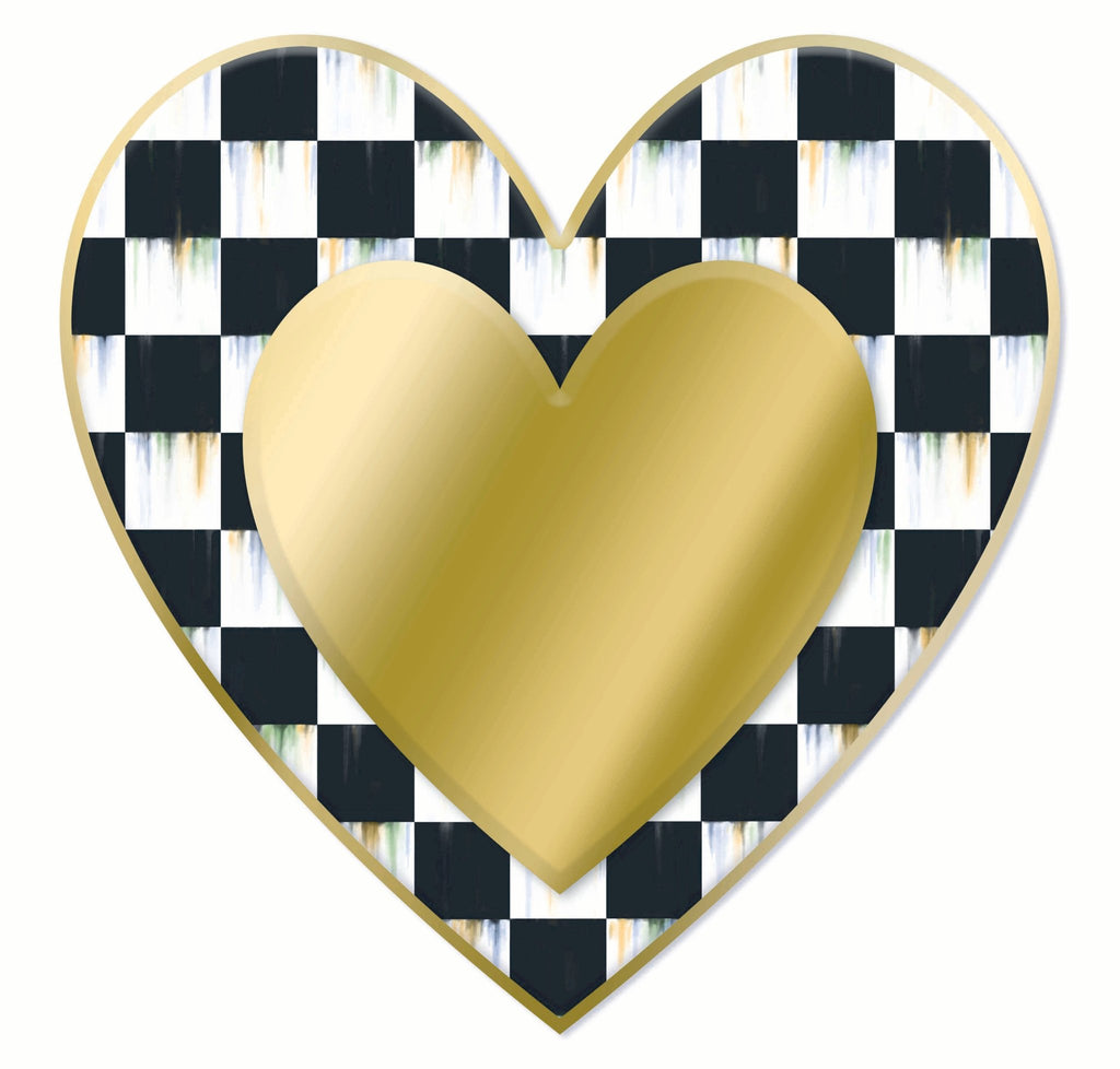 12"H Metal/Embossed Checkered Heart Sign - MD157908 - White Bayou Wreaths & Supply