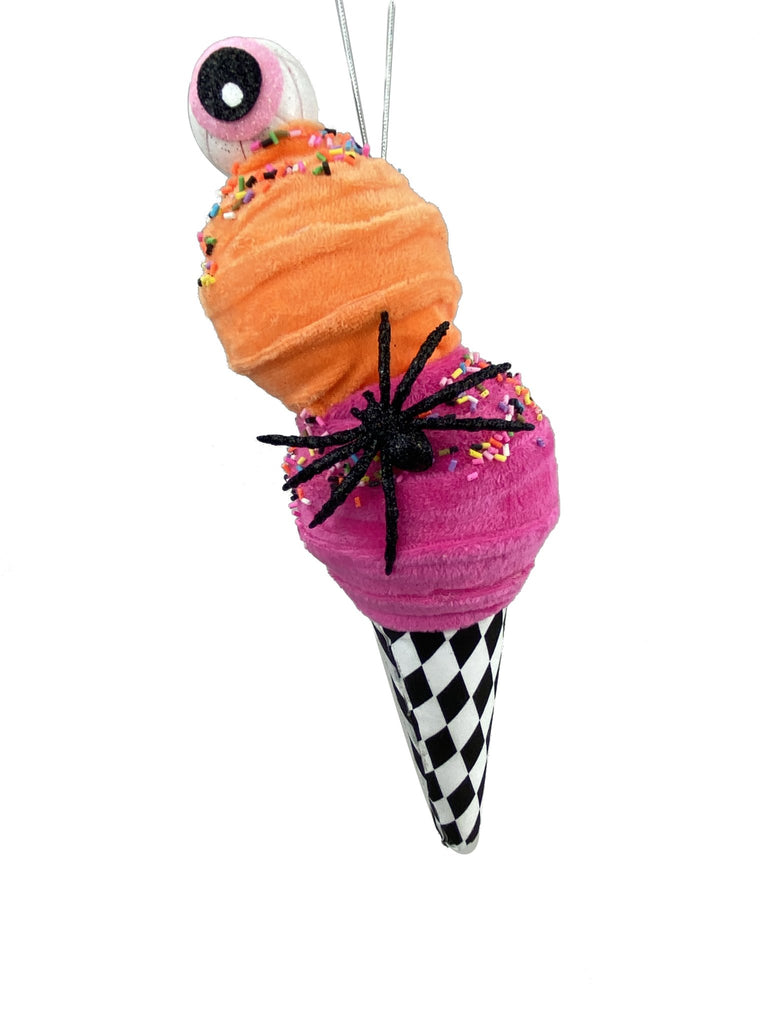 12"H x 4" Dia Eyeball, Spider Ice Cream Cone: Orange, Hot Pink - 56777BTOR - White Bayou Wreaths & Supply