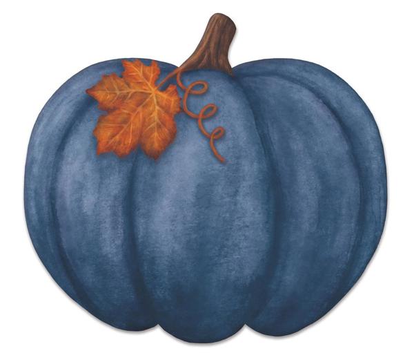 12"L x 11"H Metal/Embossed Pumpkin Sign: Blue, Smoke Blue - MD115103 - White Bayou Wreaths & Supply