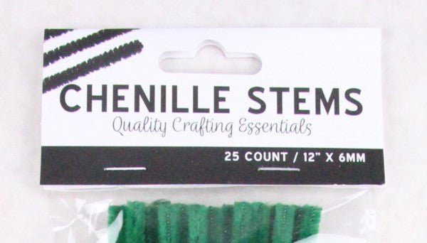 12"L x 6mm Chenille Stems (Bag of 25): Green - MA200440 - White Bayou Wreaths & Supply