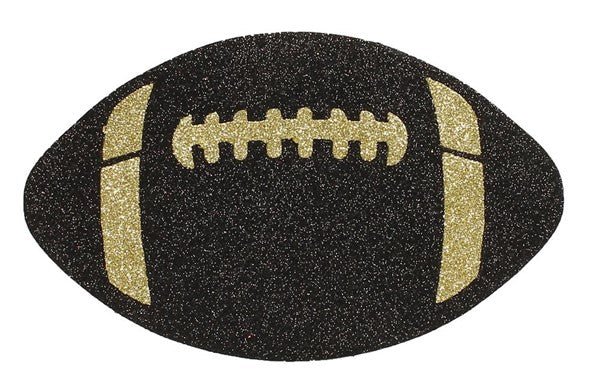12"L x 7.25"W Glitter Football: Black, Gold - MD0272H6 - White Bayou Wreaths & Supply