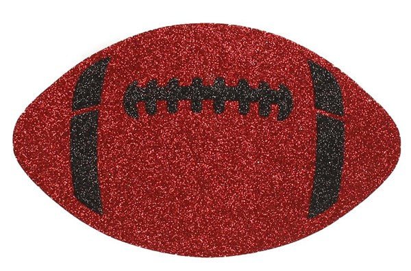 12"L x 7.25"W Glitter Football: Red, Black - MD0272F6 - White Bayou Wreaths & Supply
