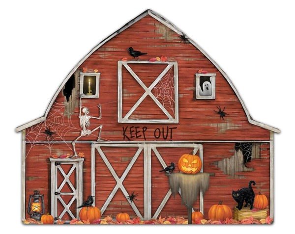 12"L x 9.75"H Haunted Barn Sign - MD1453 - White Bayou Wreaths & Supply