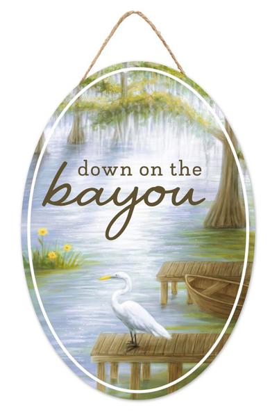 13" Oval Down On The Bayou Sign - AP7332 - White Bayou Wreaths & Supply