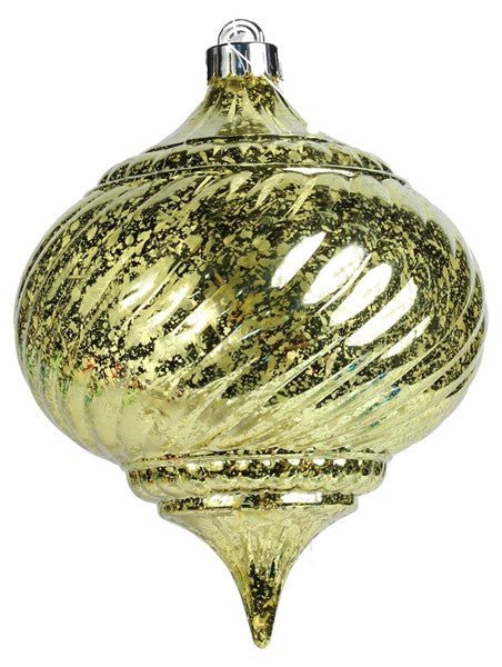 130mm Antique Look Swirl/Stripe Onion Ornament: Shiny Gold - XH937608 - White Bayou Wreaths & Supply