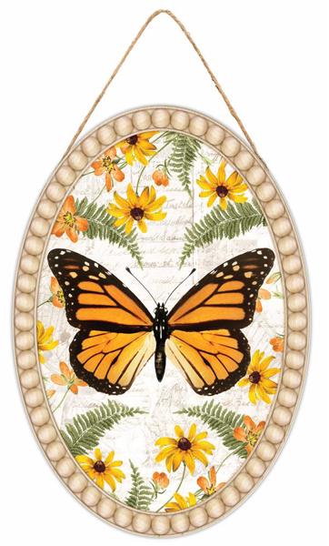 13"H Monarch Butterfly Oval Sign - AP7335 - White Bayou Wreaths & Supply