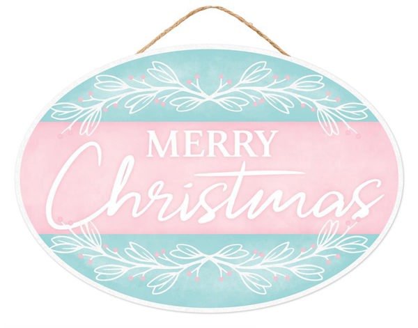 13"L x 9"H Merry Christmas Oval Sign - AP786963 - White Bayou Wreaths & Supply