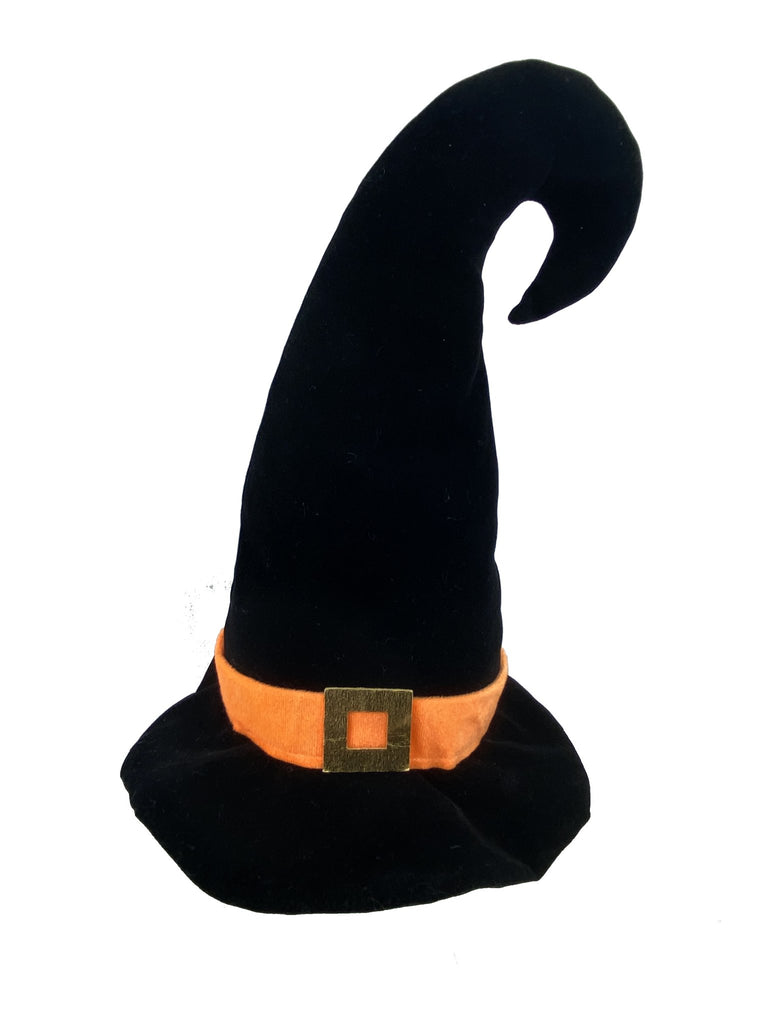 14"H x 12" Dia Plush Witch Hat: Black, Orange - 56882BK - White Bayou Wreaths & Supply