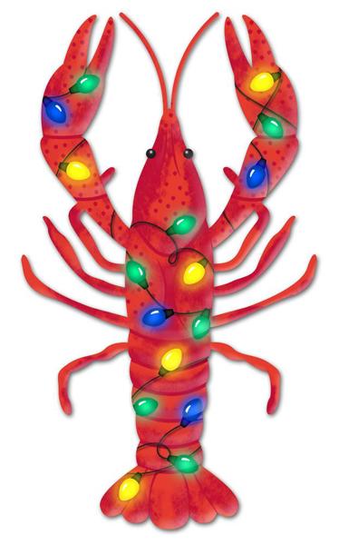 14"H x 8"L Metal Crawfish Shape Sign: Christmas Lights - MD1066 - White Bayou Wreaths & Supply