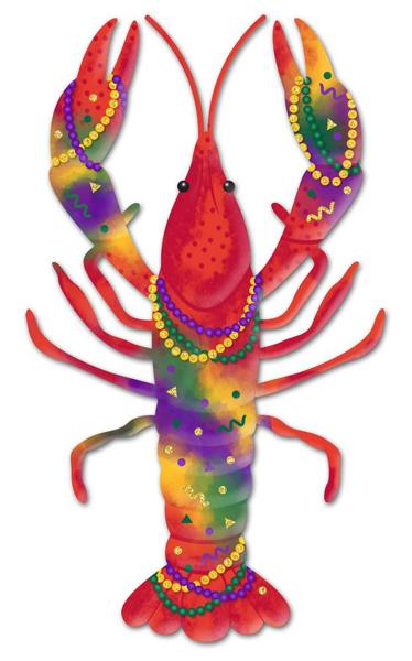 14"H x 8"L Metal Crawfish Shape Sign: Mardi Gras - MD1067 - White Bayou Wreaths & Supply