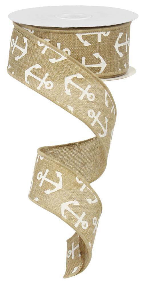 1.5" Basic Anchor: Light Beige, White (10 Yards) RG014881C - White Bayou Wreaths & Supply