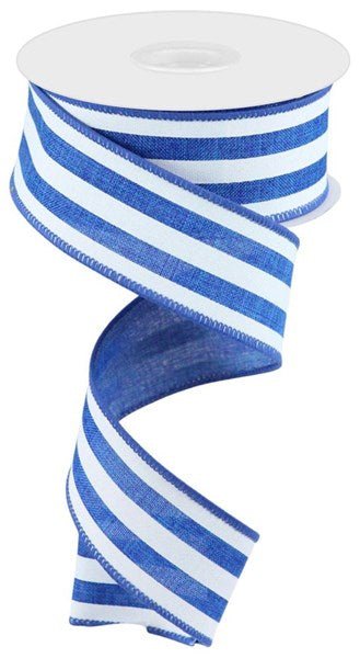 1.5" Cabana Stripe: Royal Blue, White (10 Yards) RGC156225 - White Bayou Wreaths & Supply