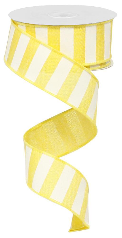 1.5" Cabana Stripes: Yellow, White (10 Yards) RX9148X7 - White Bayou Wreaths & Supply