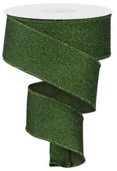 1.5" Fine Glitter On Royal: Moss Green (10 Yards) RGE138052 - White Bayou Wreaths & Supply