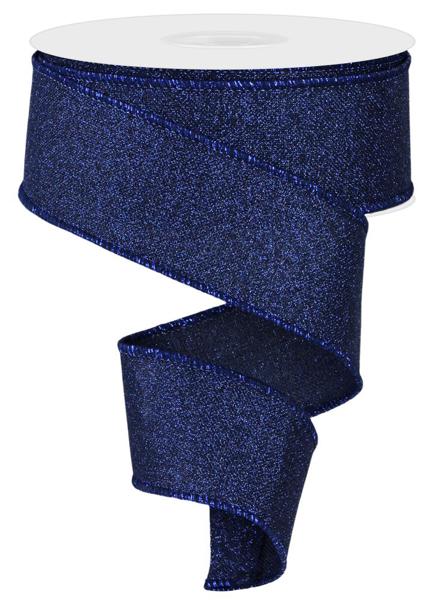 1.5" Fine Glitter On Royal: Navy Blue (10 Yards) RGE138019 - White Bayou Wreaths & Supply