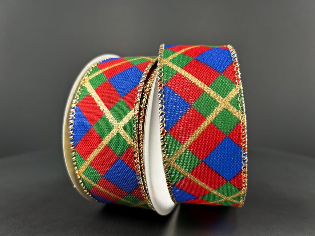 1.5" Georgina Plaid: Red, Green, Blue, Gold (10 Yards) 72248 - 09 - 25 - White Bayou Wreaths & Supply