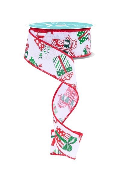 1.5" Gift Packages: White, Red, Green, Silver (10 Yards) RGF144327 - White Bayou Wreaths & Supply