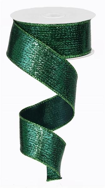 1.5" Metallic Ribbon: Emerald Green (10 Yards) RG0139906 - White Bayou Wreaths & Supply