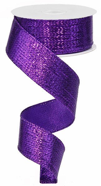 1.5" Metallic Ribbon: Purple (10 Yards) RG0139923 - White Bayou Wreaths & Supply