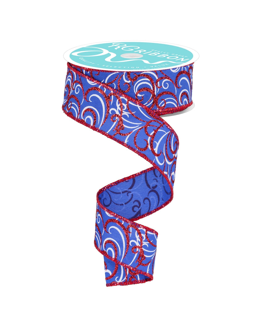 1.5" Multi Swirls: Red, White, Blue (10 Yards) RGF132825 - White Bayou Wreaths & Supply