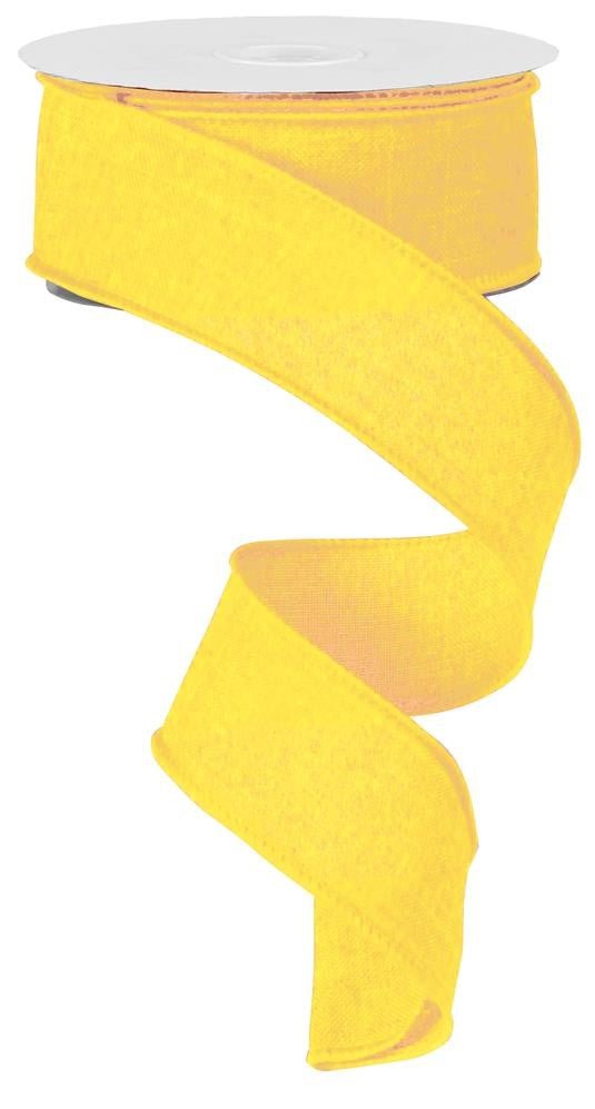 1.5" Royal Burlap: Yellow (10 Yards) RG127829 - White Bayou Wreaths & Supply