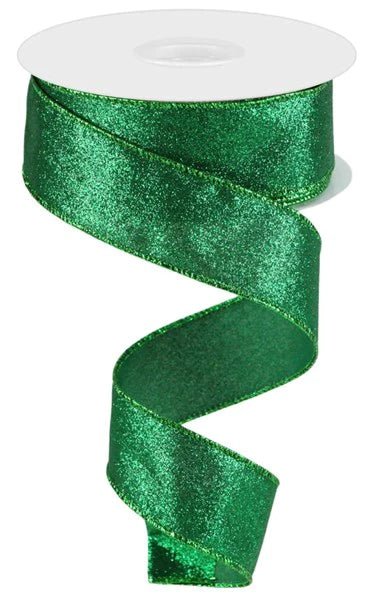 1.5" Shimmer Glitter: Emerald Green (10 Yards) RGC159606 - White Bayou Wreaths & Supply