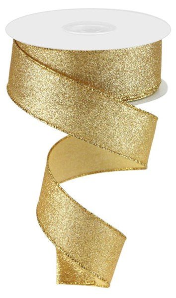 1.5" Shimmer Glitter: Gold (10 Yards) RGC159608 - White Bayou Wreaths & Supply
