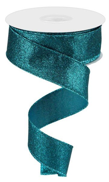 1.5" Shimmer Glitter: Teal (10 Yards) RGC159634 - White Bayou Wreaths & Supply