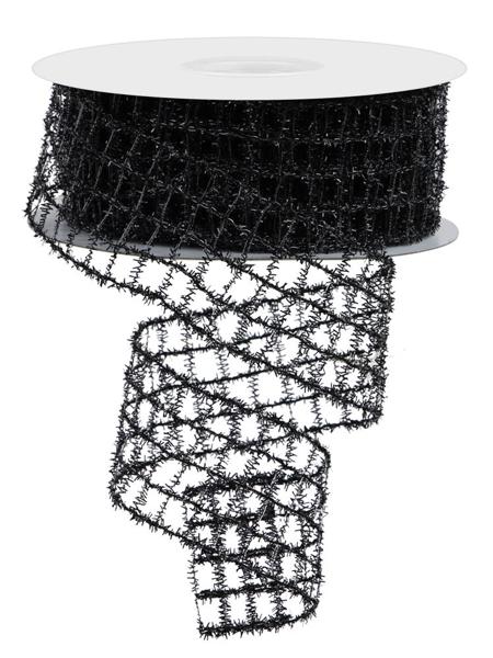 1.5" Tinsel Mesh: Black (10 Yards) RM997502 - White Bayou Wreaths & Supply