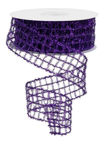 1.5" Tinsel Mesh: Purple (10 Yards) RM997523 - White Bayou Wreaths & Supply