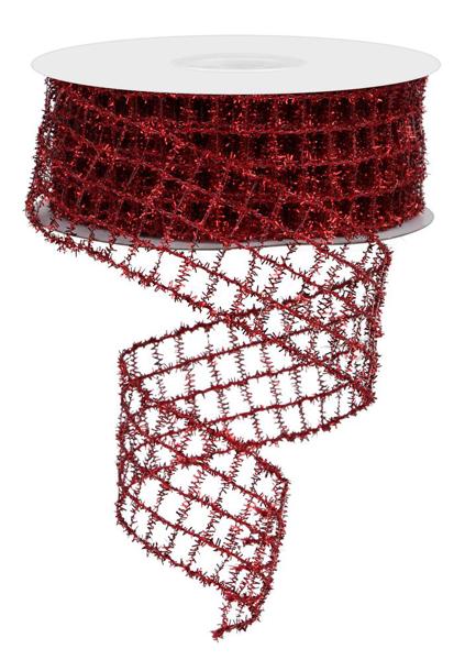 1.5" Tinsel Mesh: Red (10 Yards) RM997524 - White Bayou Wreaths & Supply